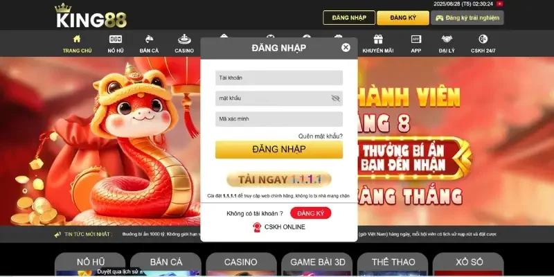 Chỉ dẫn 3 bước đăng nhập King88